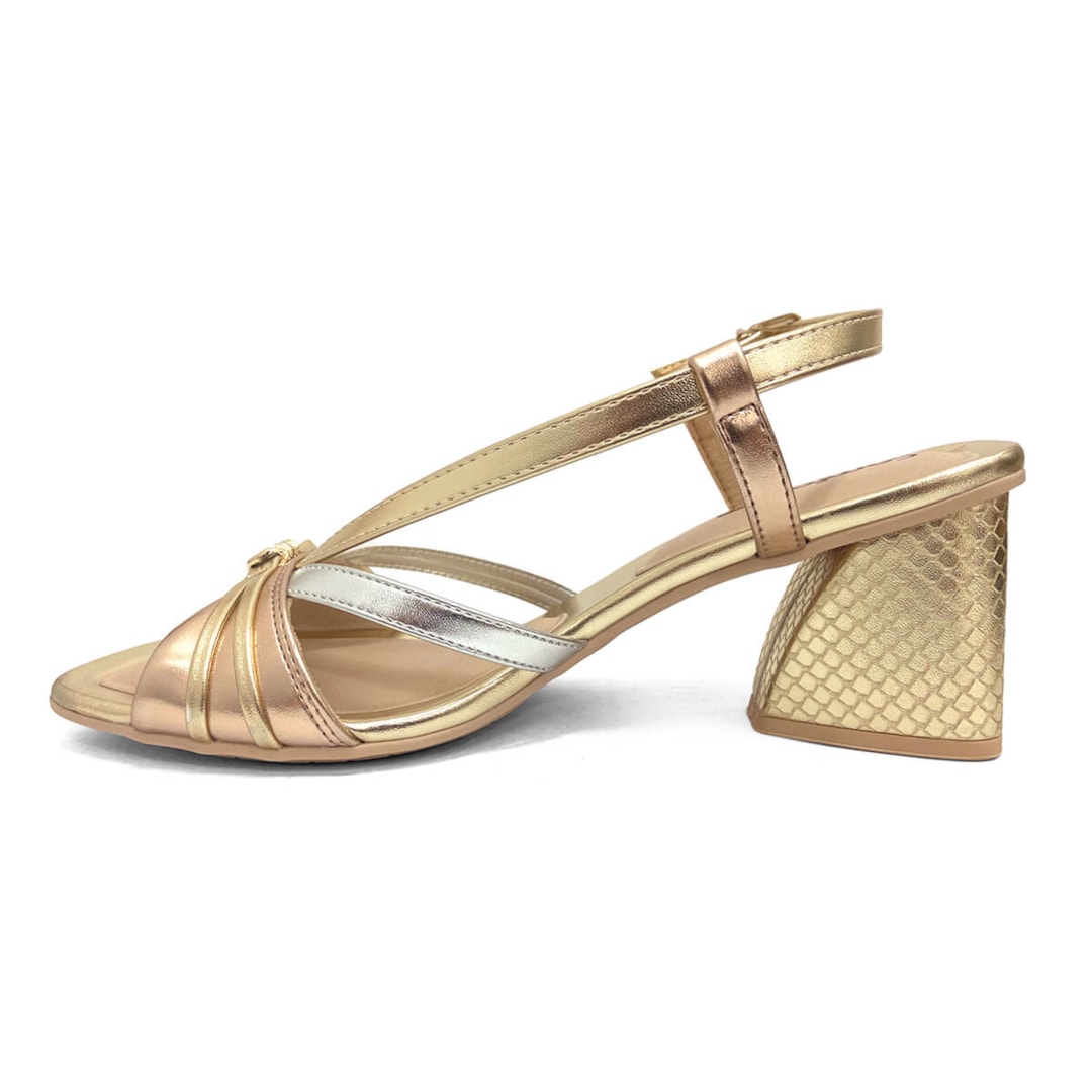 Sandália Comfortflex 22-74403 Rose/Prata/Ouro