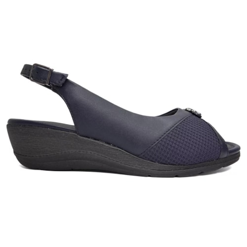 Detalhe - Sandália Comfortflex Anabela 23-96403 Navy
