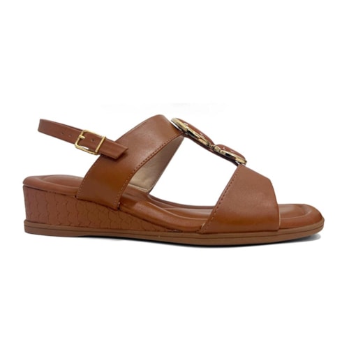 Detalhe - Sandália Comfortflex Anabela Conforto 25-70405 Toffee