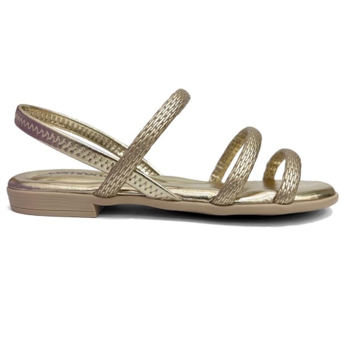Detalhe - Sandália Comfortflex Rasteira 24-44401 Ouro