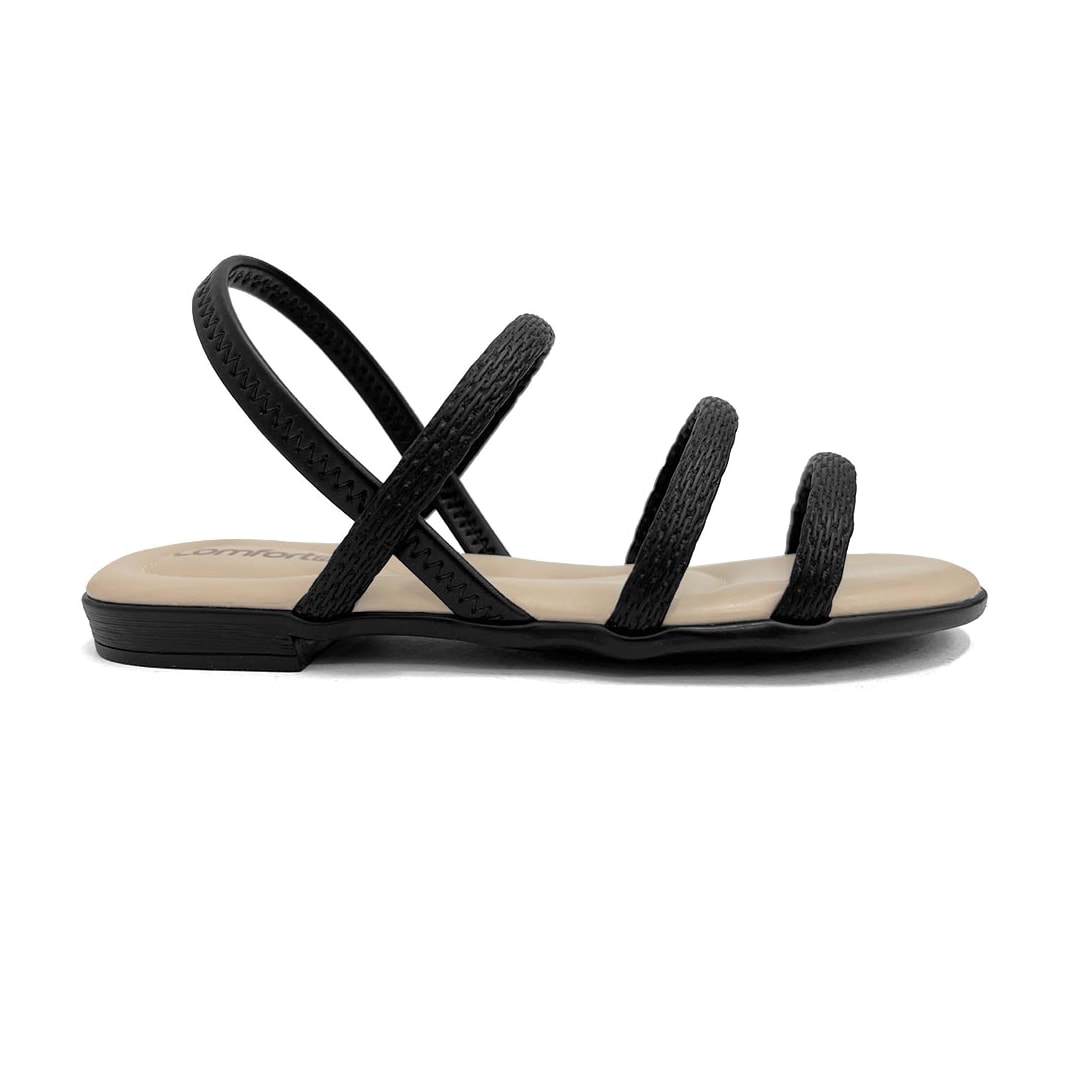 Sandália Comfortflex Rasteira 24-44401 Preto