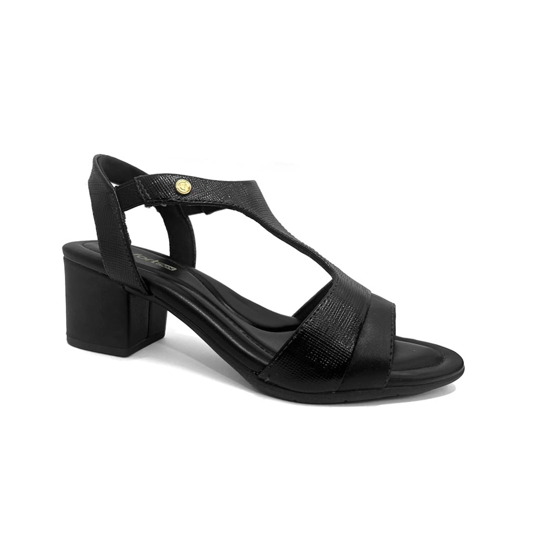 Sandália Comfortflex Salto Bloco 25-57406 Preto