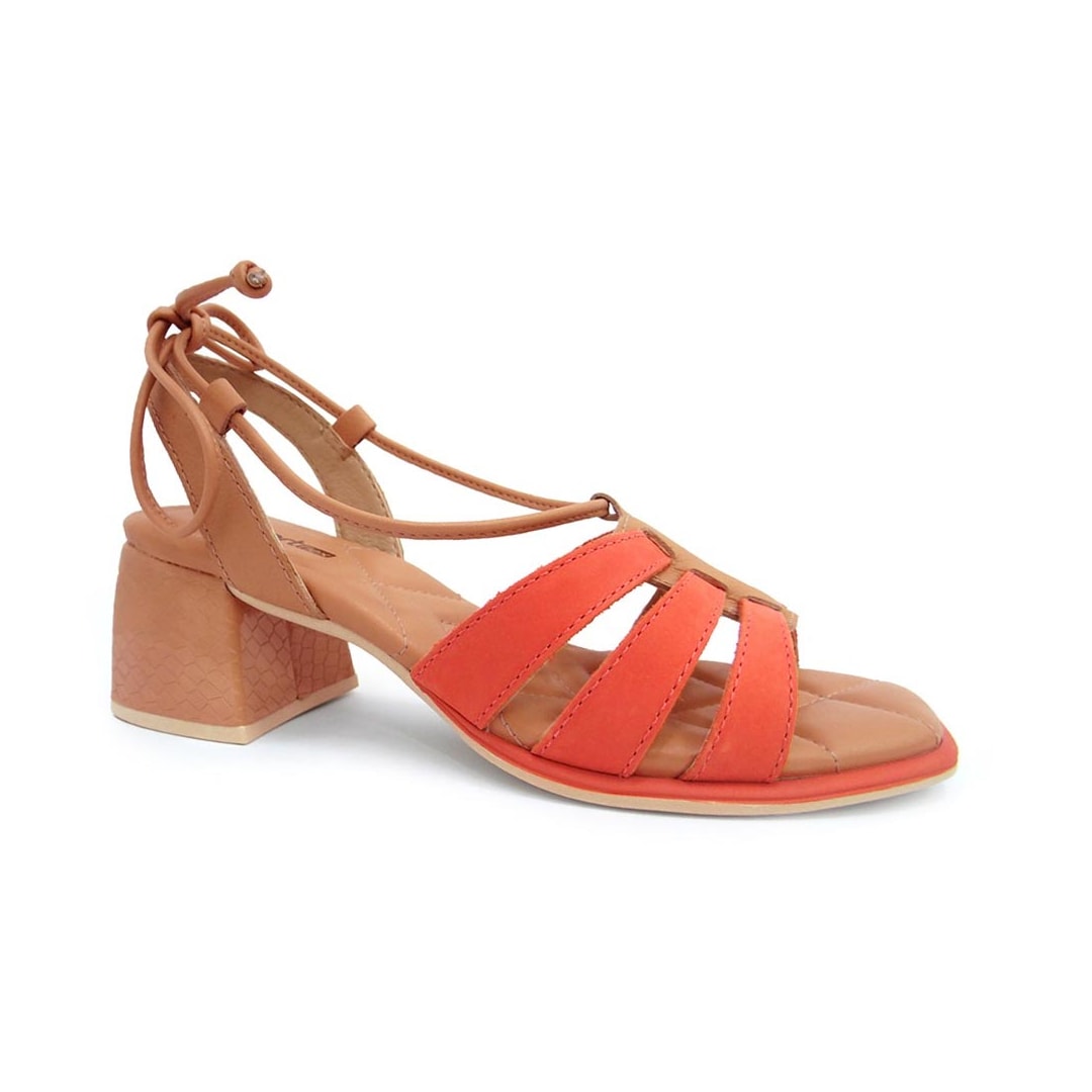 Sandália Comfortflex Salto Bloco Médio 22-71403 Tangerina/Avela Sandália Comfortflex Salto Bloco Médio 22-71403 Tangerina/Avela
