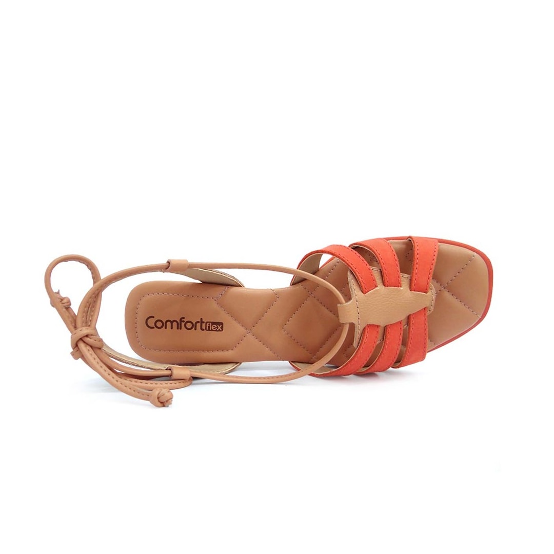 Sandália Comfortflex Salto Bloco Médio 22-71403 Tangerina/Avela Sandália Comfortflex Salto Bloco Médio 22-71403 Tangerina/Avela