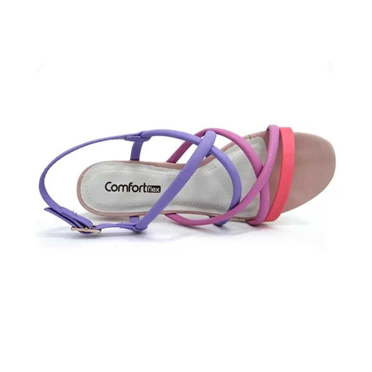 Sandália Comfortflex Salto Conforto 22-59402 Rosa/Lavanda/Orquide