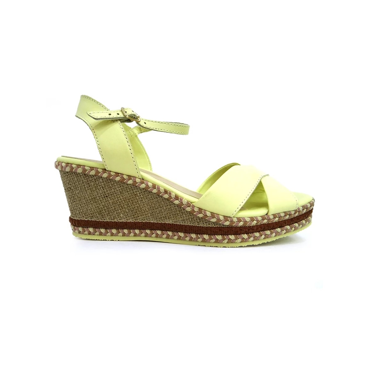 Sandália Couro Anabela 341602 Bottero Amarelo Sandália Couro Anabela 341602 Bottero Amarelo