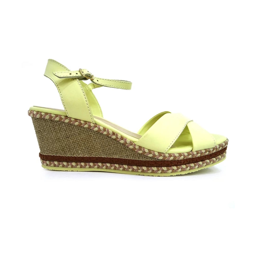 Sandália Couro Anabela 341602 Bottero Amarelo Sandália Couro Anabela 341602 Bottero Amarelo