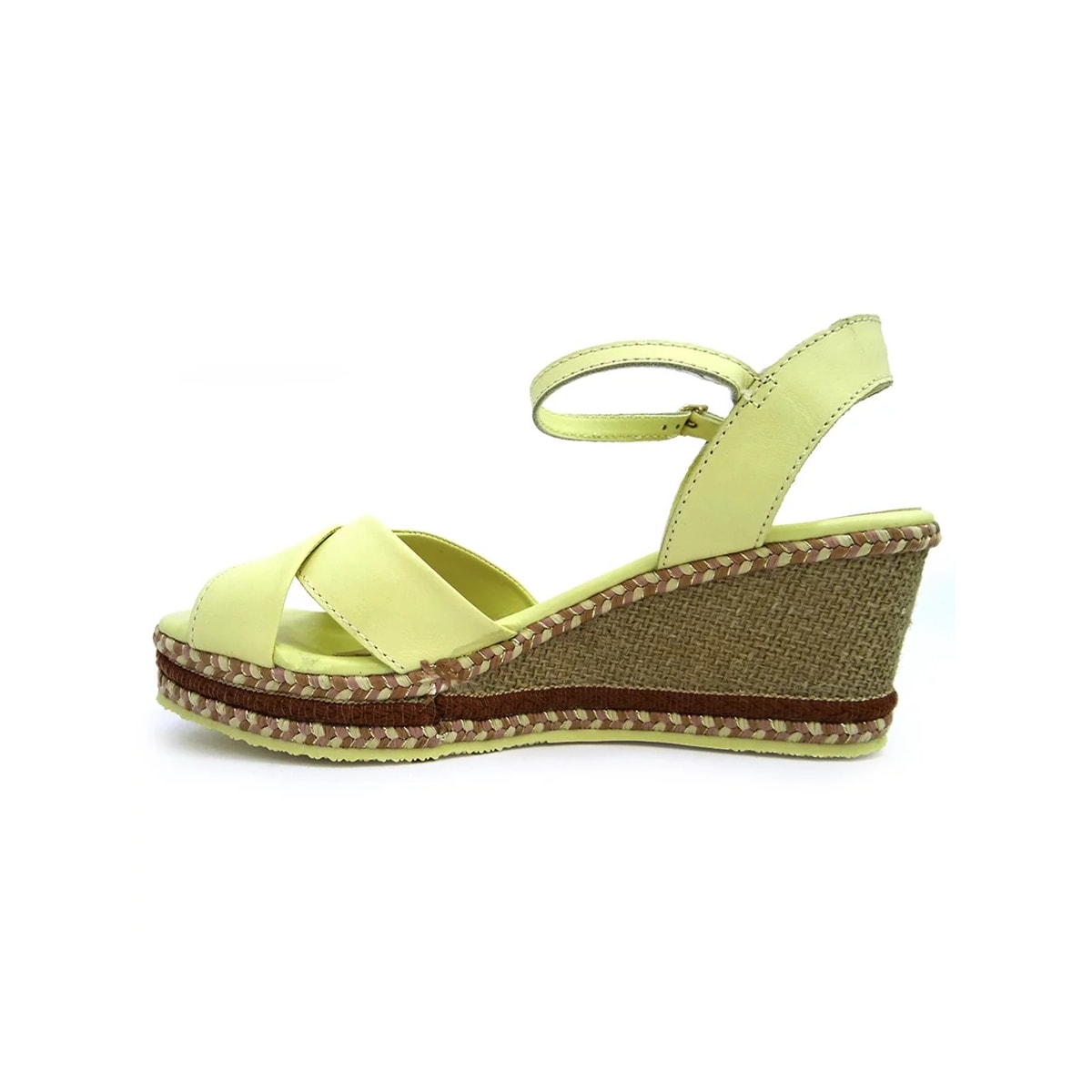 Sandália Couro Anabela 341602 Bottero Amarelo Sandália Couro Anabela 341602 Bottero Amarelo