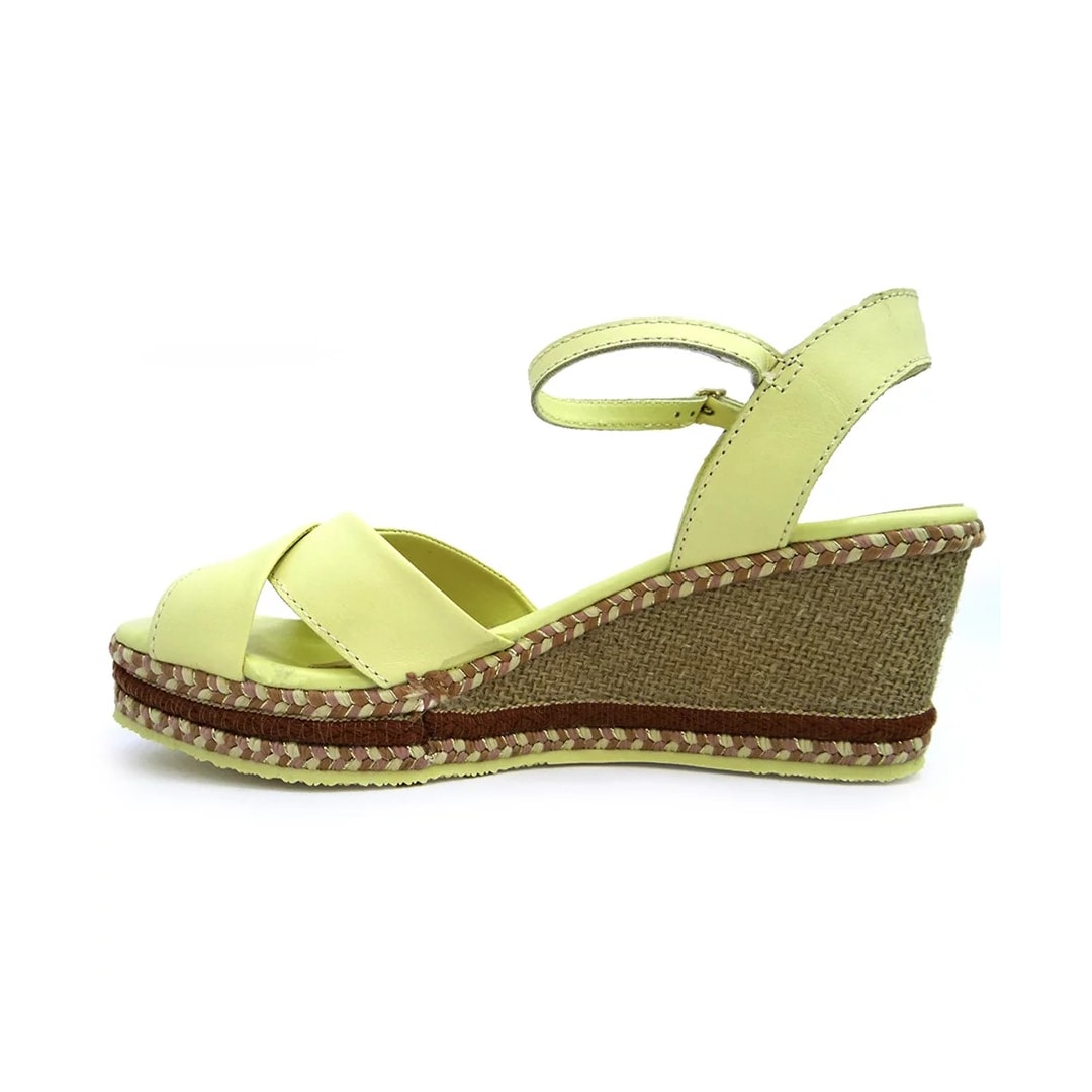 Sandália Couro Anabela 341602 Bottero Amarelo