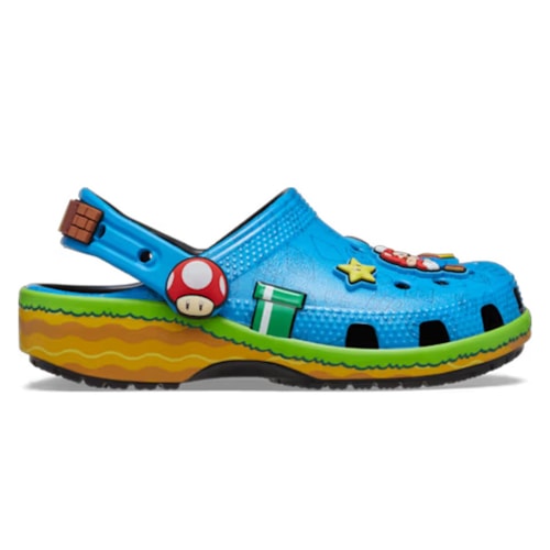 Detalhe - Sandália Crocs Super Mario Core Clog K 212139 Multi Color