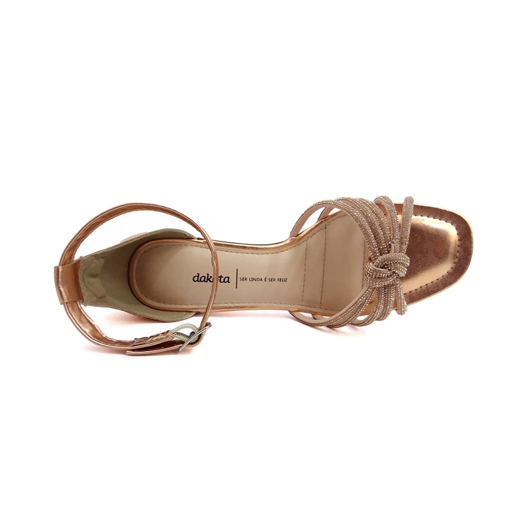 Sandália Dakota Salto Bloco Y0691 Metal Rose
