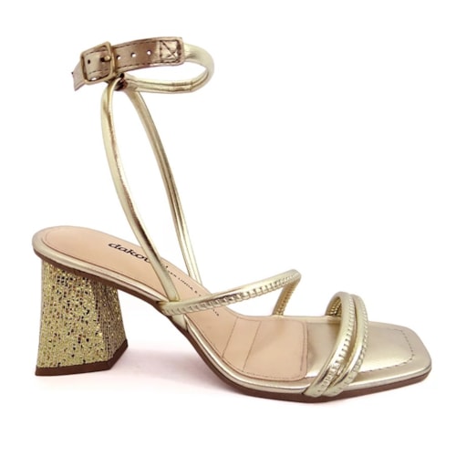 Sandalia Dakota Salto Bloco Y0982 Metal Champagner