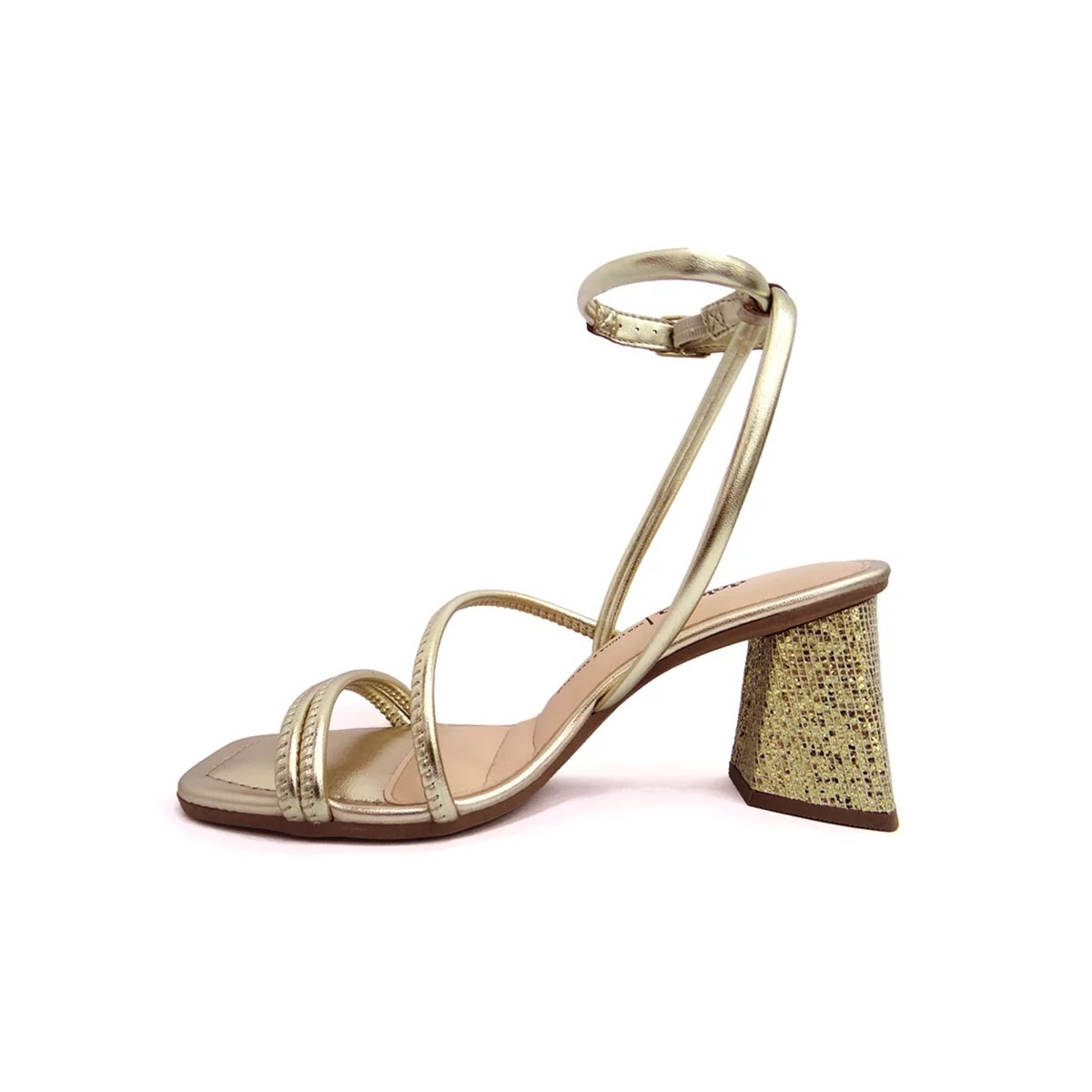 Sandália Dakota Salto Bloco Y0982 Metal Champagner Sandália Dakota Salto Bloco Y0982 Metal Champagner