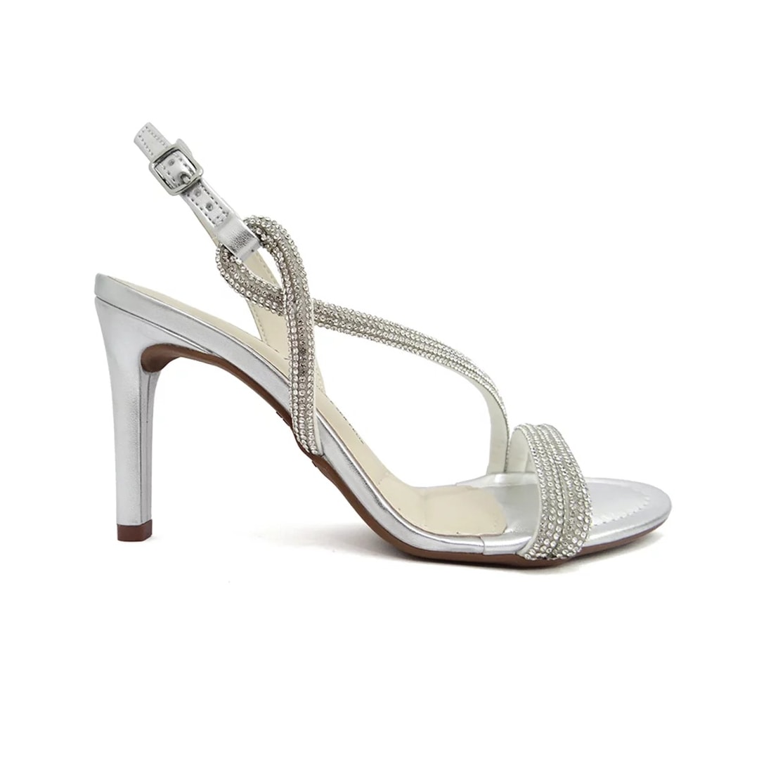 Sandália Dakota Salto Fino Y0632 Cristal/Metal Prata