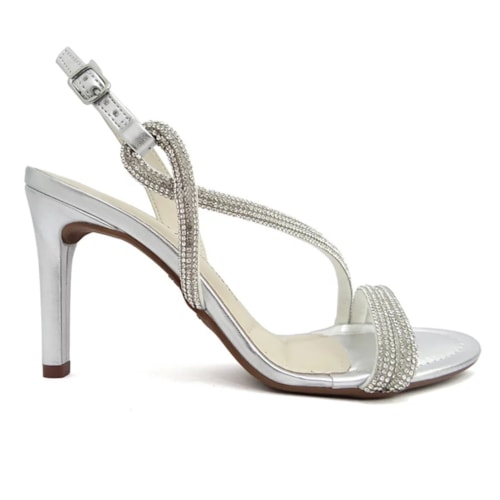Detalhe - Sandália Dakota Salto Fino Y0632 Cristal/Metal Prata