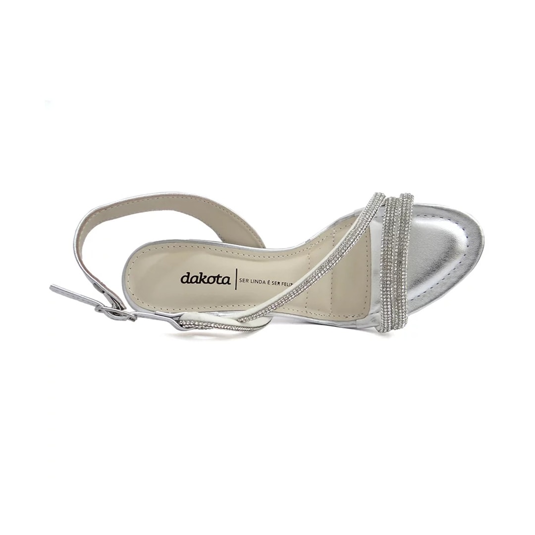 Sandália Dakota Salto Fino Y0632 Cristal/Metal Prata