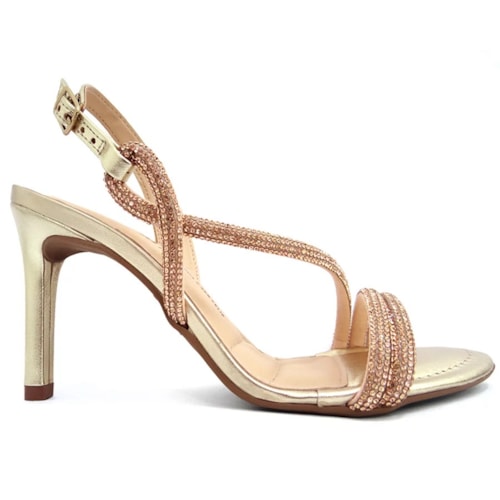 Detalhe - Sandália Dakota Salto Fino Y0632 Rose/Metal Champagne