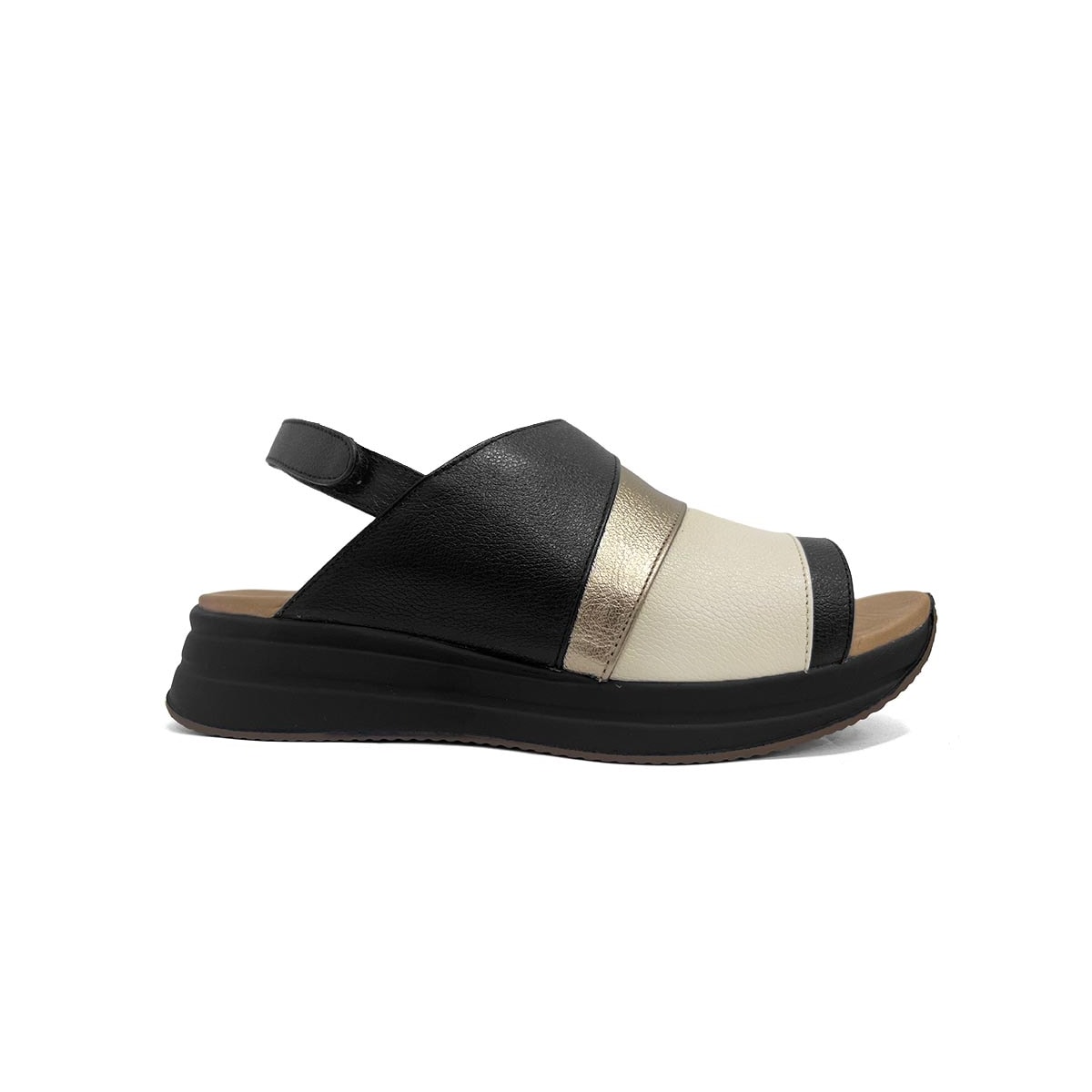 Sandália De Couro Anatômica Opananken 65112 Preto/OffWhite Sandália De Couro Anatômica Opananken 65112 Preto/OffWhite