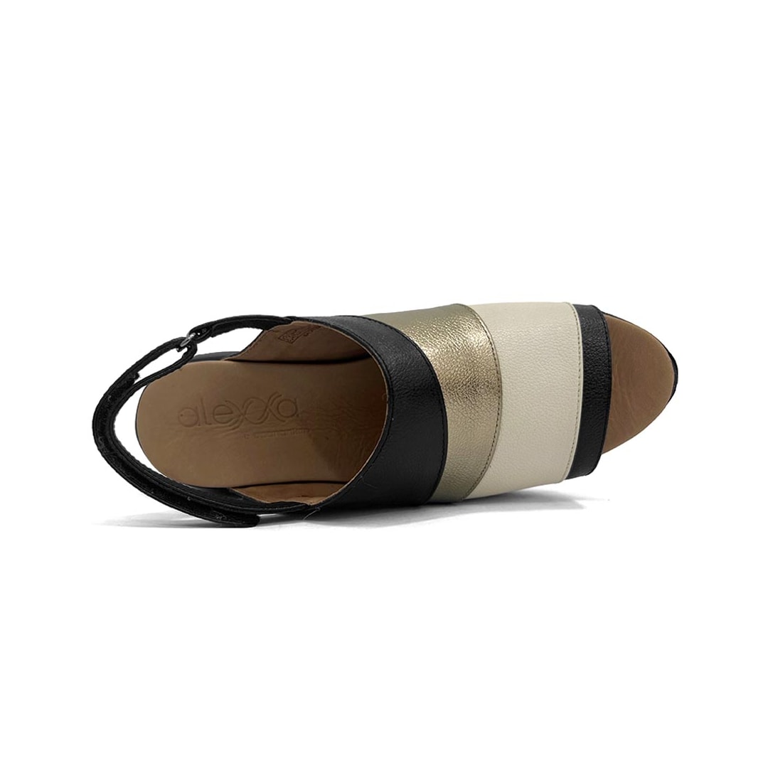 Sandália De Couro Anatômica Opananken 65112 Preto/OffWhite