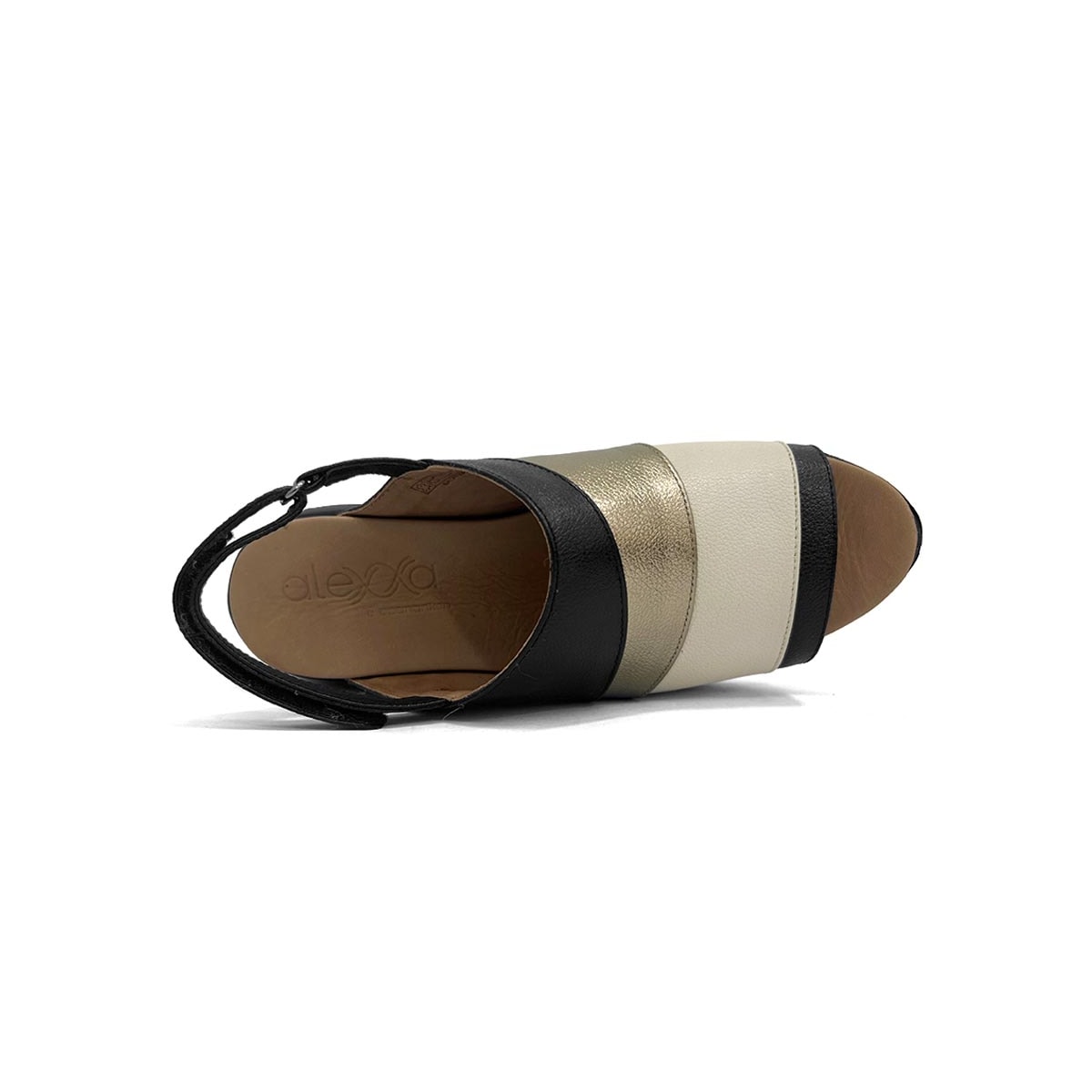 Sandália De Couro Anatômica Opananken 65112 Preto/OffWhite