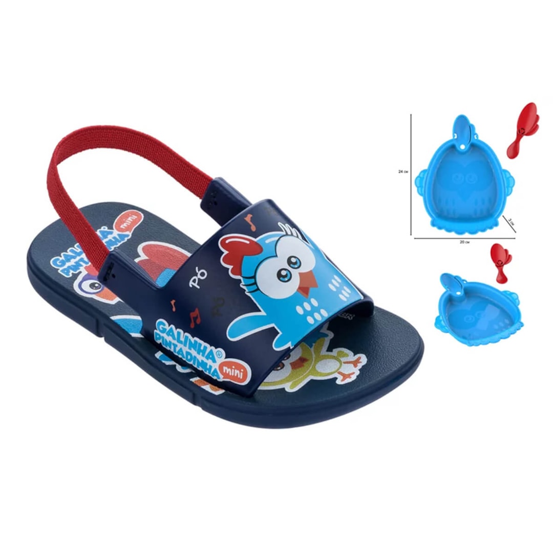 Sandália Grendene Baby Galinha Pintadinha Menino 22429 Azul/Azul/Vermelho