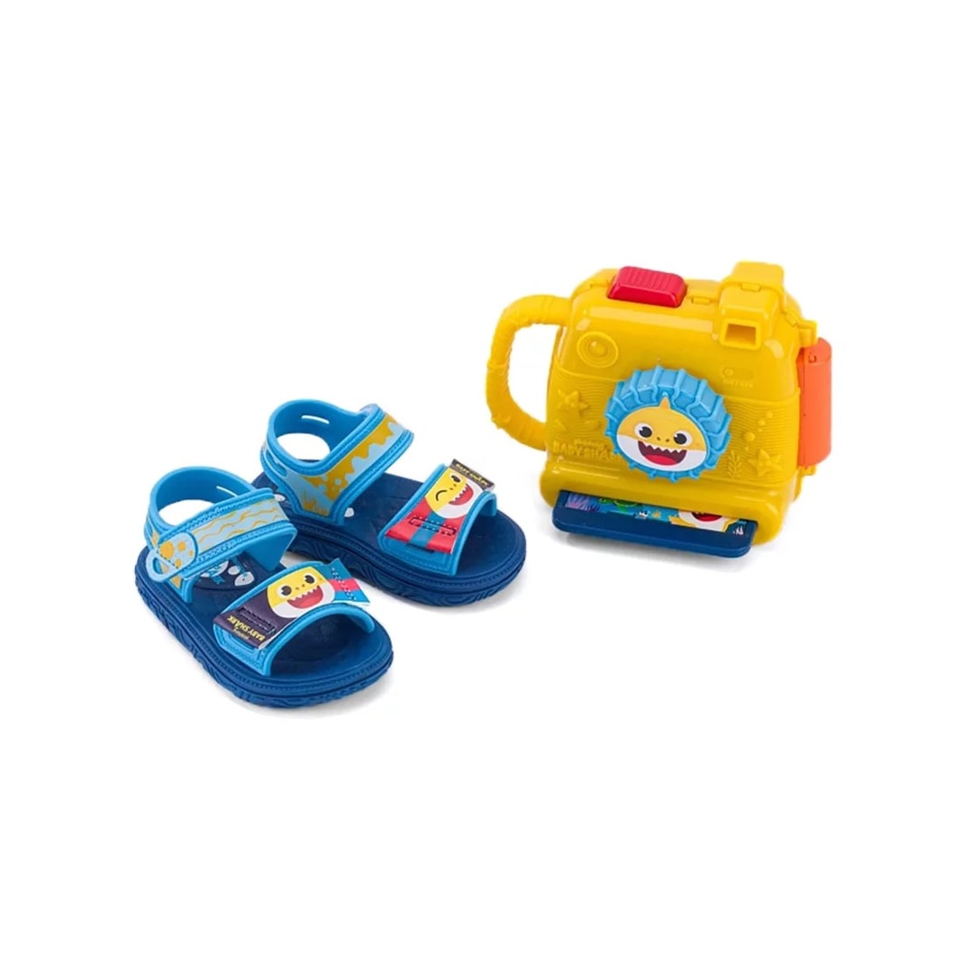 Sandália Grendene Baby Shark Brincando Foto 22740 Azul/Azul