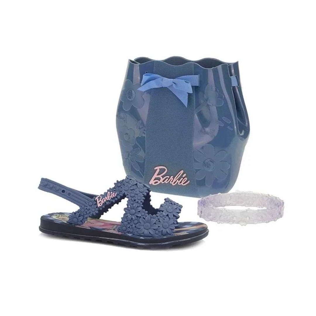 Sandália Grendene Barbie Flowers Bag 22749 Azul/Rosa
