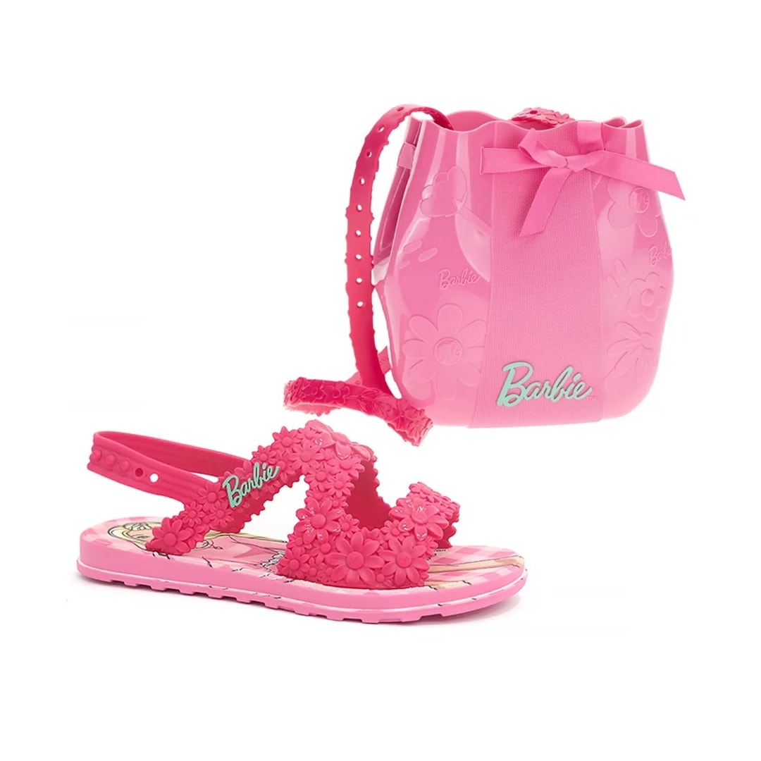 Sandália Grendene Barbie Flowers Bag 22749 Rosa/Rosa