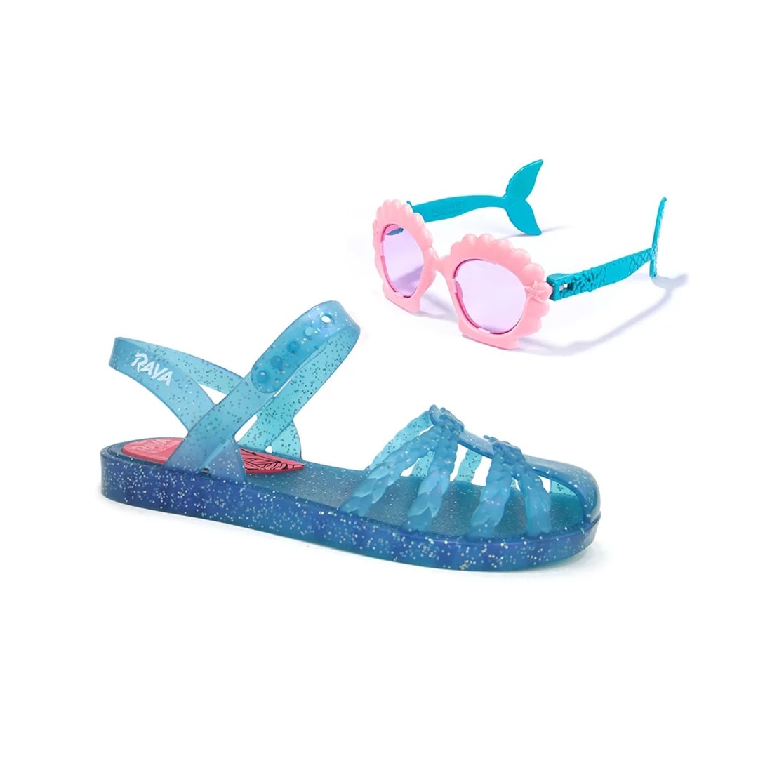 Sandália Grendene Disney Princesas Fun Menina 22486 Azul/Rosa Sandália Grendene Disney Princesas Fun Menina 22486 Azul/Rosa
