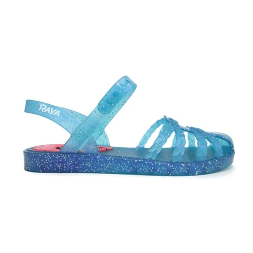 Detalhe - Sandália Grendene  Disney Princesas Fun Menina 22486 Azul/Rosa