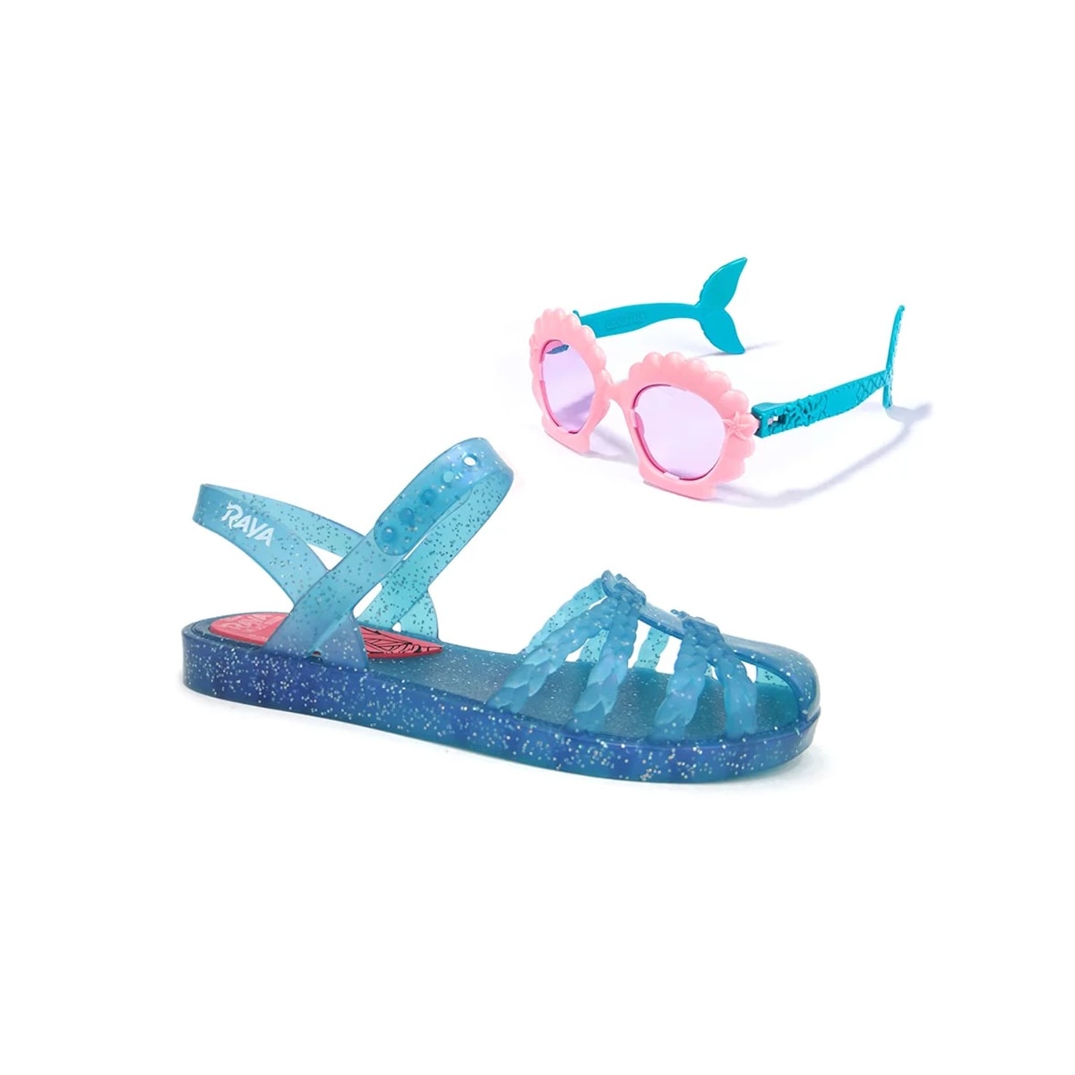 Sandália Grendene  Disney Princesas Fun Menina 22486 Azul/Rosa