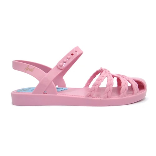 Detalhe - Sandália Grendene Disney Princesas Fun Menina 22486 Rosa/Rosa/Azul
