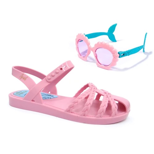 Sandália Grendene  Disney Princesas Fun Menina 22486 Rosa/Rosa/Azul