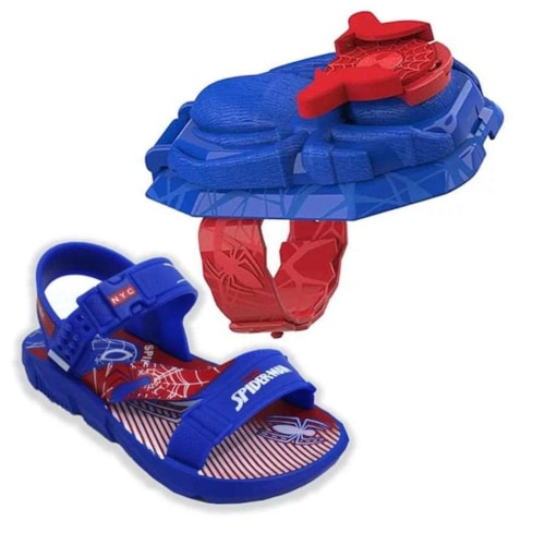 Detalhe - Sandália Grendene Infantil Homem Aranha Lançador 22765 Azul/Vermelho