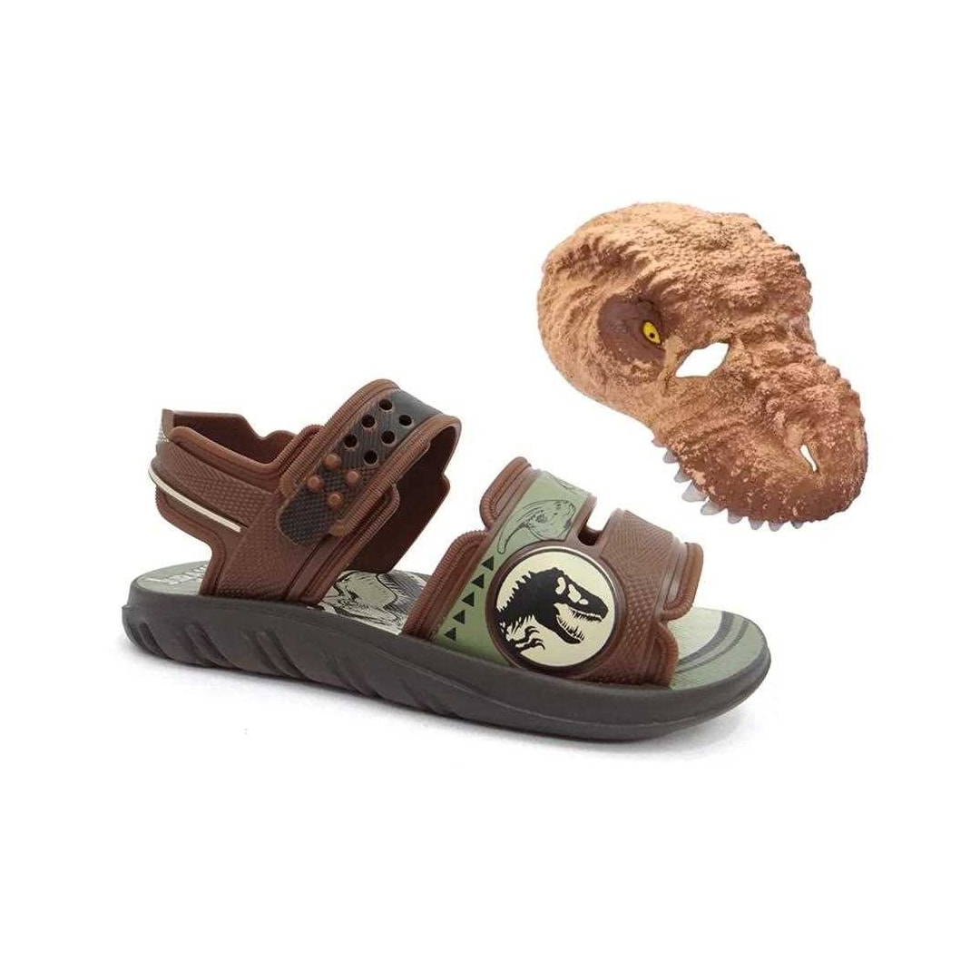 Sandália Grendene Jurassic Park Mask Advent Menino Marrom/Marrom/Verde