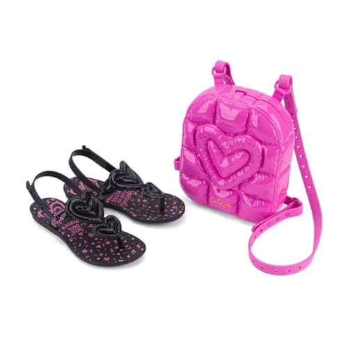 Detalhe - Sandália Grendene Luluca Bubble Bag 22744 Preto/Rosa