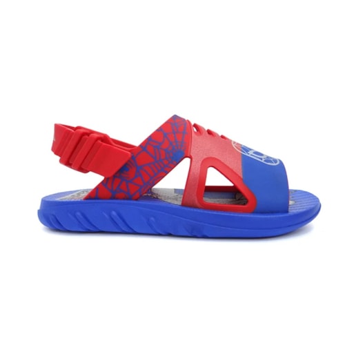 Detalhe - Sandália Grendene Marvel Hero Case Menino 22505 Azul/Vermelho