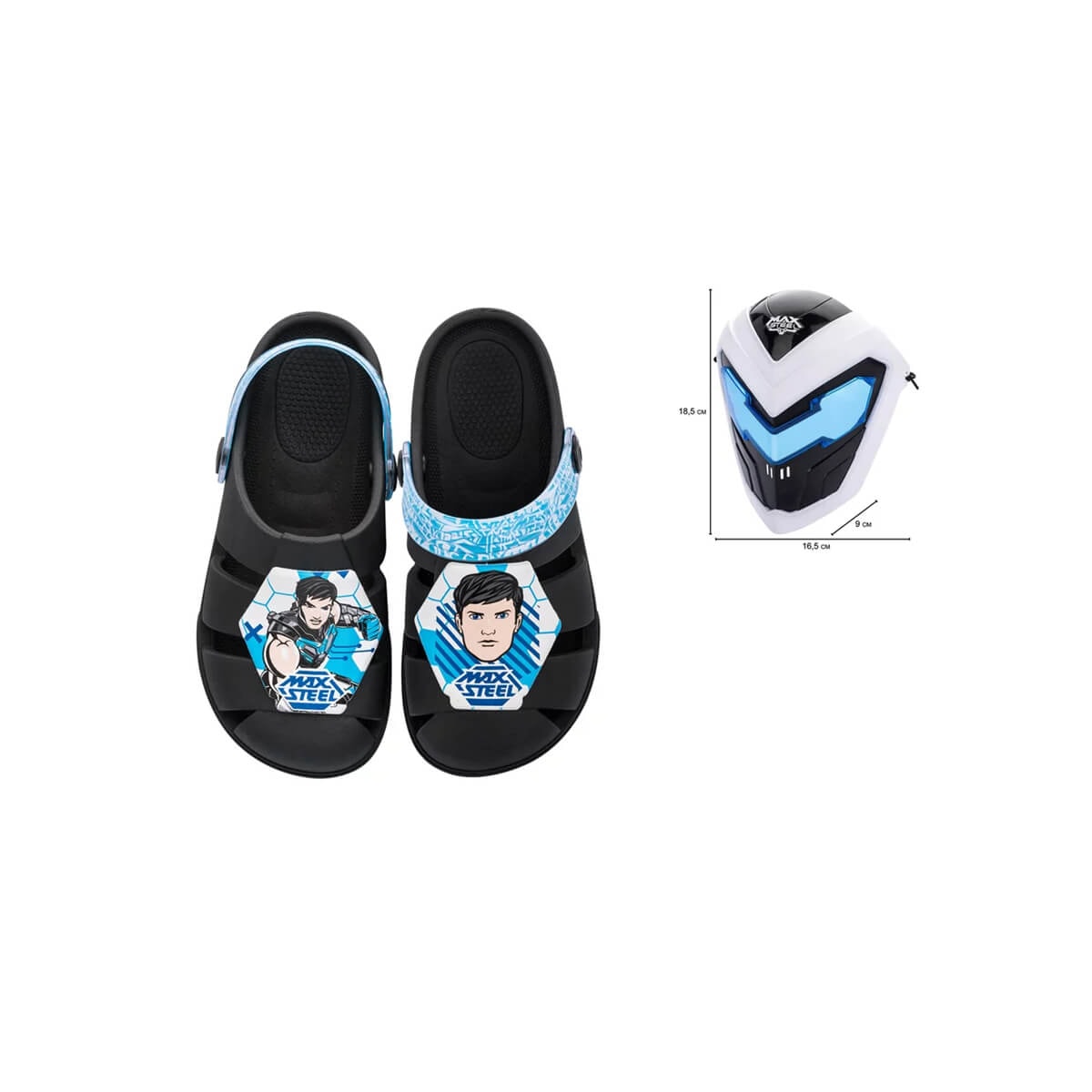 Sandália Grendene Max Steel Mask Babuche Menino 22640 Preto/Azul Sandália Grendene Max Steel Mask Babuche Menino 22640 Preto/Azul