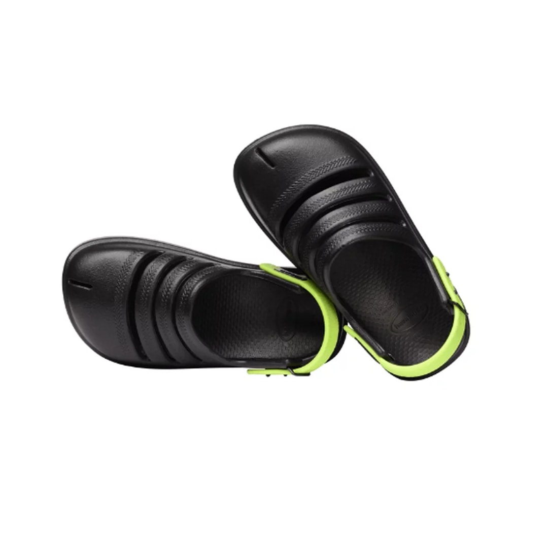 Sandália Havaianas Baby Clog Fc Preto/Verde Limao