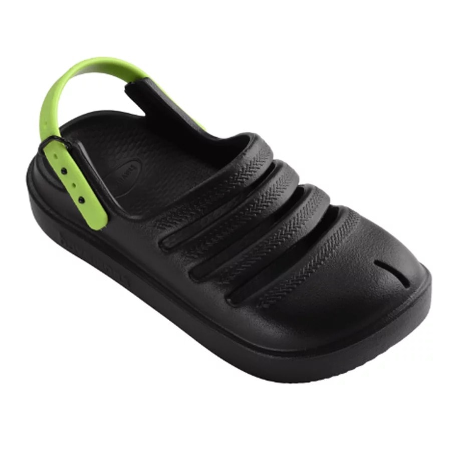 Sandália Havaianas Baby Clog Fc Preto/Verde Limao