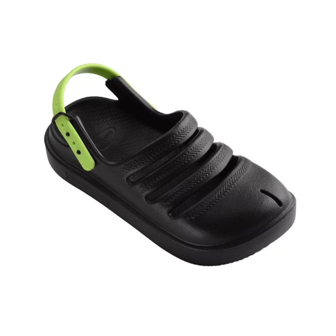 Sandália Havaianas Baby Clog Fc Preto/Verde Limao