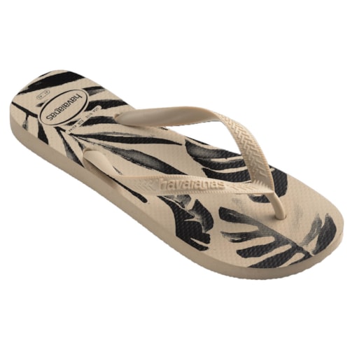 Detalhe - Sandália Havaianas Chinelo Aloha Bege Palha