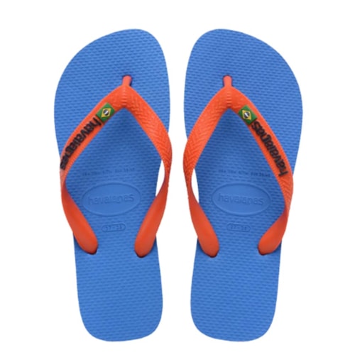 Sandália Havaianas Chinelo Brasil Logo Fc Azul/Laranja