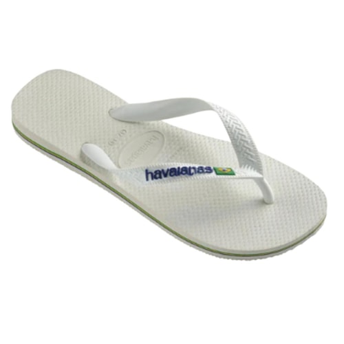 Detalhe - Sandália Havaianas Chinelo Brasil Logo Fc Branco