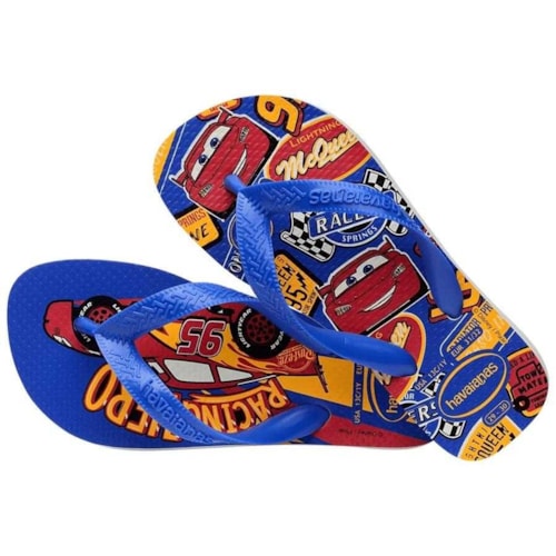 Sandalia Havaianas Chinelo Kids Cars Menino Branco/Azul Estrela