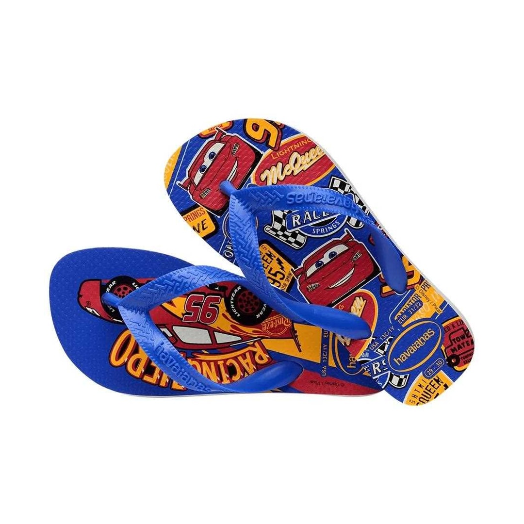 Sandália Havaianas Chinelo Kids Cars Menino Branco/Azul Estrela Sandália Havaianas Chinelo Kids Cars Menino Branco/Azul Estrela