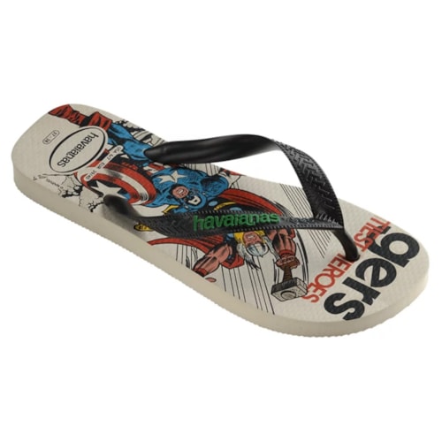 Sandalia Havaianas Chinelo Kids Marvel II Bege Palha