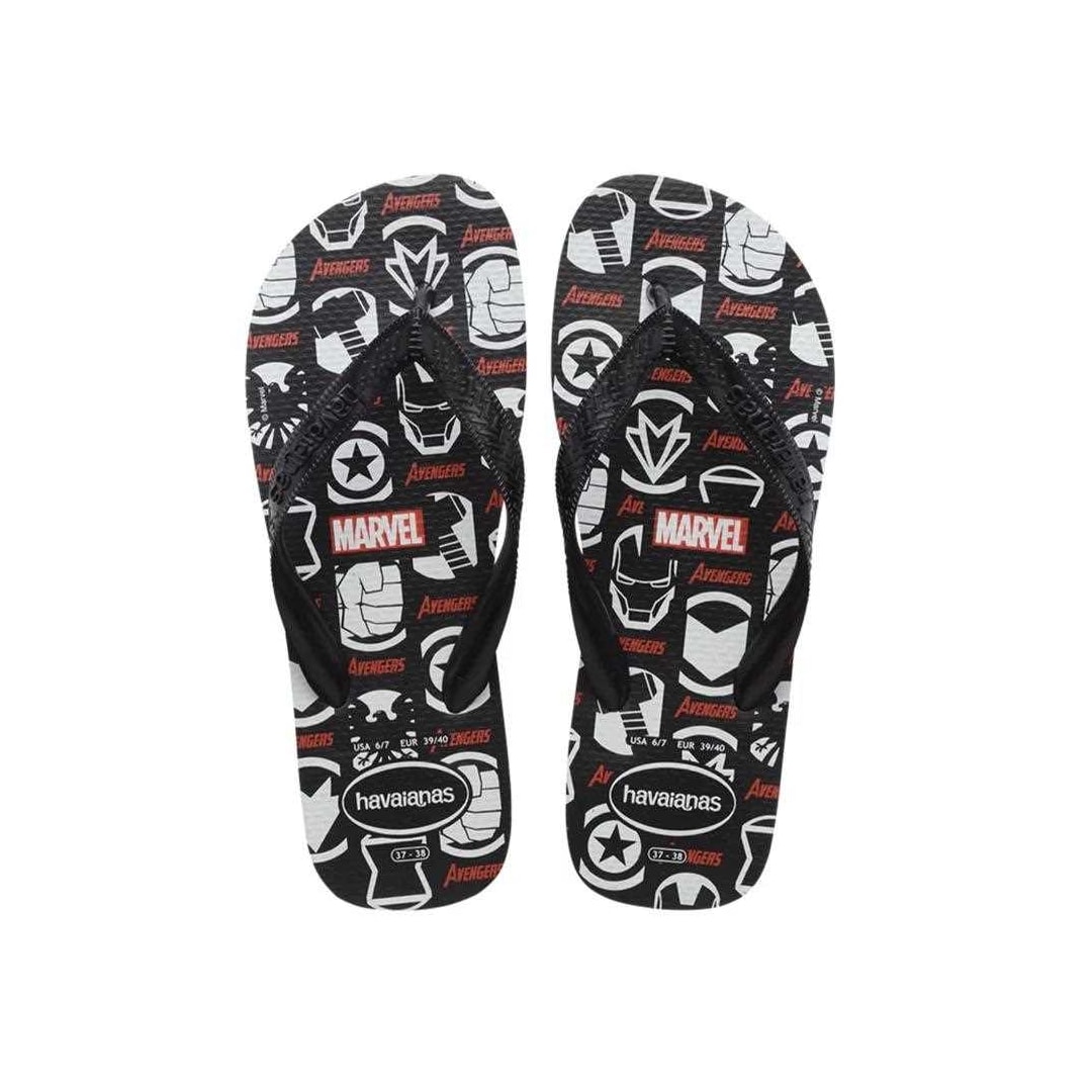 Sandália Havaianas Chinelo Kids Marvel Logomania Preto Sandália Havaianas Chinelo Kids Marvel Logomania Preto