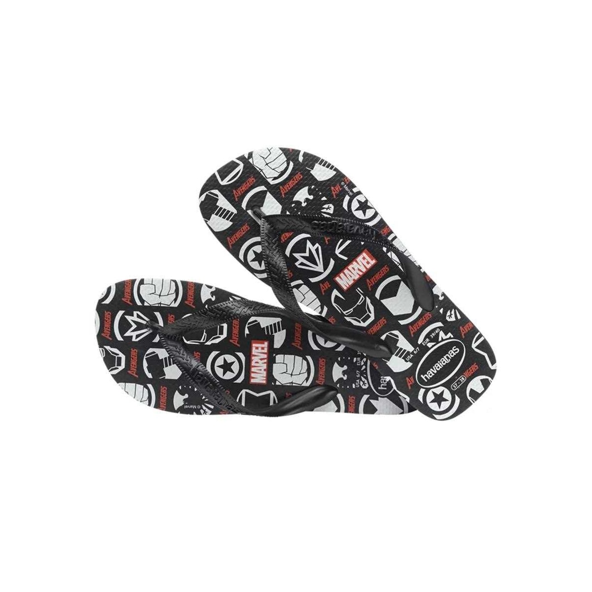 Sandália Havaianas Chinelo Kids Marvel Logomania Preto