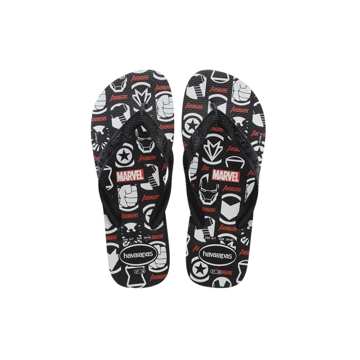 Sandália Havaianas Chinelo Kids Marvel Logomania Preto Sandália Havaianas Chinelo Kids Marvel Logomania Preto
